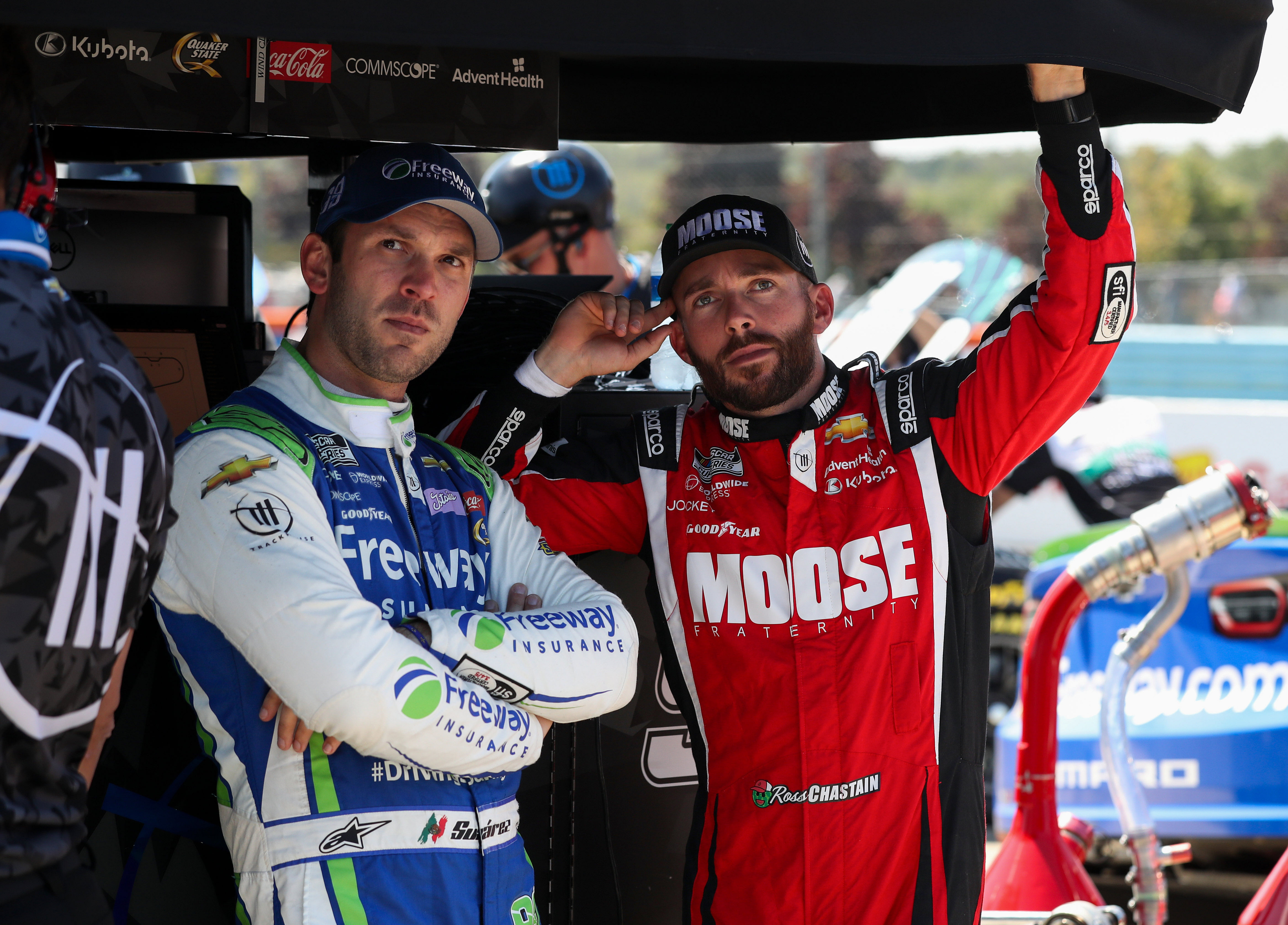 NASCAR Cup Series driver Daniel Suarez (left) and driver Ross Chastain (right) - Source: Imagn